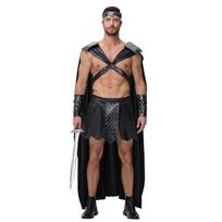 M-XL Halloween Couple Roman Warrior Costume Spartan Cosplay Outfit Stage Play Set Adults XL black
