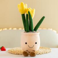 Tulip Plant Plush Toy Succulent Plant Plush Stuffed Toy Potted Flower Decoration Toy Creative Gift for Room Bookshelf Decor