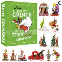 Christmas Blind Box Countdown Grinch Pvc Three-Dimensional 3D Pendant Ornament Ornament Christmas Tree 3d charm style