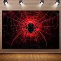 VIKAMA Halloween Black Bottom Giant Black Spider Web Tapestry Dark Horror Red Pattern Spider Web Wallpaper Party Decoration 100X150CM