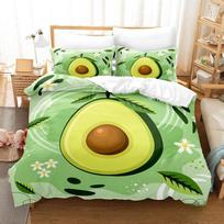 3D Avocado Bedding Set Duvet Cover Pillowcase 2/3pcs, Cute Fruit Print Queen King Size Home Bedroom Decor Gift 100x135cm