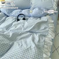 Pink Plaid 3 Piece Bedding Set Comfortable Duvet Cover Sheet And Pillowcase Combo For All Seasons 200x230cm 3pcs