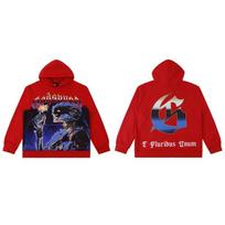 Godspeed Skull Hound Letter Washed Hoodie Unisex Streetwear Oversized Cotton Sweatshirt Teens Large