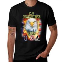 my pronouns are usa T-Shirt oversized graphic tee sweat mens t shirt XXL brown
