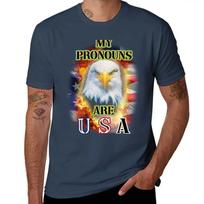 my pronouns are usa T-Shirt oversized graphic tee sweat mens t shirt XXXXL brown