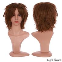 BENIHAIR Sintetiniai perukai Cosplay perukai Balti Raudoni Žali Mėlyni Rožiniai Geltoni Plaukai Trumpi Sluoksniuoti Perukai Dirbtiniai Plaukų priauginimai Vyrams Moterims Šventiniai Perukai 12inch brown