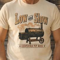 Pit Boss Shirt | Vintage Smoker Grill BBQ Tee | Funny Dad Grilling Shirt | Fathers Day Gift for Him 120 beige