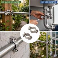 1Pcs M12-M108 Flat Pipe Support Clamp 304 Stainless Steel Thickened Flat Clamp Pipe Hanger Bracket Clamp Blue Case M6 Screws 42-45mm with pad