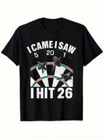 Funny Dart Score I Came I Saw 5201 Hit 26 Womens TShirt Men Oversized Tee Cotton Unisex Short Sleeve Streetwear loose Top XXXL gray