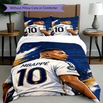 3pcs Duvet Cover Set (1*Duvet Cover + 2*Pillowcase, Without Core), Kylian Mbappe Print Bedding Set, Bedroom Decor, All‑Season, Birthday Gift 135cmx200cm