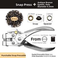 Labor-saving Punching Grommet Eyelet Pliers Kit Metal Hole Punch Pliers Set  Scrapbooking with 100Pcs Brown