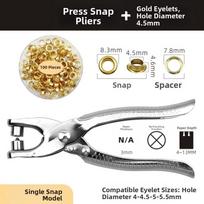 Labor-saving Punching Grommet Eyelet Pliers Kit Metal Hole Punch Pliers Set  Scrapbooking with 100Pcs Gold beige