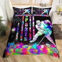 Ice Hockey Duvet Cover Hockey Comfortable Duvet Quilt Cover Pillowcase Bedding Set Children Bedroom Decoration Home Textile 70x133cm gray