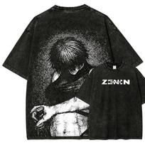 Maki Zenin T Shirt Jujutsu Kaisen Men Acid Wash Zenin Clan Anime Streetwear Grainy Grunge Aesthetic Vintage Bootleg Tee M black