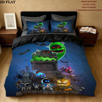 Astro Bot Pattern Bedding Quilt Set Quilt Cover Pillowcase Home Birthday Gift(1 * duvet cover + 2 * pillowcase, without core) 155x200cm