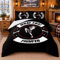 Muay Thai Gym Pattern Bedding 3Pcs Set Bed Sheet And Pillowcases For Indoor Bedroom 140cmx210cm