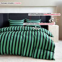 3pcs Hot pink stripe Duvet Cover Set (1*Duvet Cover + 2*Pillowcase, Without Core),soft fabricBedding Set 135×200cm white