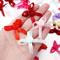 Atlasiniai kaspinai ir plaukų segtukai,  Rose Red (50pcs)