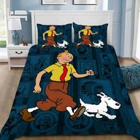 Tintin Adventure Tales Children Duvet Cover Set King Queen Double Twin Single Bed Linen Set 135x200cm 3pcs