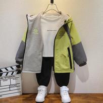 Boys Kids Reversible Fleece Lined Hooded Windbreaker Jacket Children Casual Outerwear 180cm beige