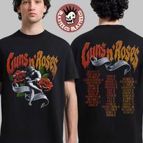 Guns N Roses World Tour 2026 Merch Use Your Illusion Art With Dates Two Sided T-Shirt 3XL brown