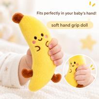 Infant Startle-Reflex Soothing Hand-Grip Toy for Sleep (1Banana, 1Carrot) beige