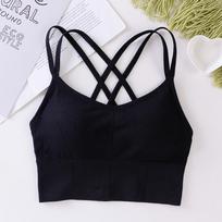 Criss-Cross Back Camisole Bra: Strapless, Padded, No Underwire, Sports Vest for Women One Size white