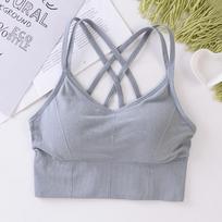 Criss-Cross Back Camisole Bra: Strapless, Padded, No Underwire, Sports Vest for Women One Size gray