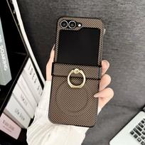 For Samsung Galaxy Z Flip 8 7 7E 6 5 4 Leather Magnetic Phone Case With Chessboard Pattern Hinge 2in1 Ring Holder Bracket Cover Galaxy Z Flip4