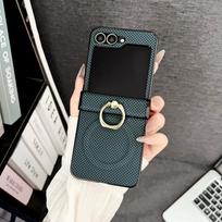 For Samsung Galaxy Z Flip 8 7 7E 6 5 4 Leather Magnetic Phone Case With Chessboard Pattern Hinge 2in1 Ring Holder Bracket Cover Galaxy Z Flip 8