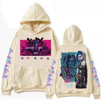 Hot Anime Jinx-Arcane Hoodie Harajuku Hip Hop Pullover Tops Popular Music Sweatshirt Fans Gift M beige