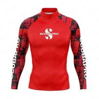 Mens UPF 50 Quick-Dry Rash Guard Long Sleeve Swim Shirt Surfing Diving Snorkeling Water Sports 6XL red