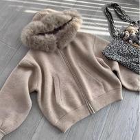 Big Cllar Sweater Cardigan Jacket for Women, The Latest Autumn Spring Loose Fit Slimming Knit Sweater One Size gray