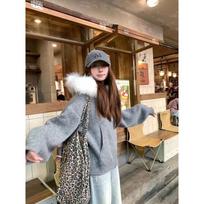 Big Cllar Sweater Cardigan Jacket for Women, The Latest Autumn Spring Loose Fit Slimming Knit Sweater One Size gray
