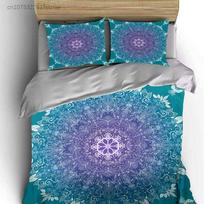 Mandala Pattern Bedding Set Decoration Multiple Sizes kid's And adults' Bedroom Exquisite 3PC Bedding set, Gift EU single(135x200cm) blue