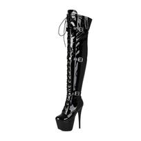 Hate The Sky High Queen Pole Dance Knee Boots Belt Buckle Pants Knight Boots Street Dance Boots 40-46 Boots 38