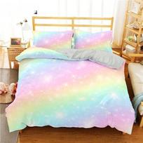 Rainbow Gradient Bedding Set Gradient Colors Duvet Cover with Pillowcases Single Twin Full Queen King Girl Kids Quilt Cover 135×200cm