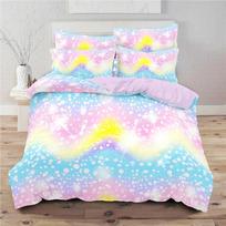 Rainbow Gradient Bedding Set Gradient Colors Duvet Cover with Pillowcases Single Twin Full Queen King Girl Kids Quilt Cover 135×200cm white