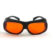 Lampworking glass, safety glasses, fire viewing glasses, sodium light, yellow light, orange light, neodymium, praseodymium, sodium light, Black Frame/Orange slices