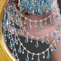 Clear Crystal White Bead Chain Waterdrop-shaped Copper Chain Link  For Clothing Accessories B Silver White