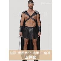 Medieval Roman Spartan Warrior Couple Costume Halloween Dark Gladiator Stage Performance Cloak Set XL
