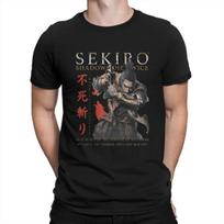 Sekiro Shadows Die Twice T Shirts for Men Pure Cotton Fun T-Shirt Round Neck DARK SOULS Tee Shirt Short Sleeve Clothing Printed XL gray