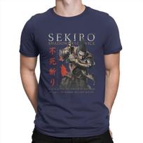Sekiro Shadows Die Twice T Shirts for Men Pure Cotton Fun T-Shirt Round Neck DARK SOULS Tee Shirt Short Sleeve Clothing Printed S black