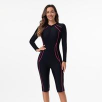 Womens Full Coverage Long Sleeve Rash Guard Swimsuit With Front Zipper Surfing Snorkeling Water Sports S