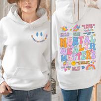 Mental Health Matters Hoodies Women Inspirational Mental Health Anxiety Positive Quotes Sweatshirts Long Sleeves Fleece Clothes 2XL