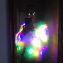 New Rainbow Ebay Luminous Fur Jacket LED Halloween Dress Prom Short Women's Jacket M white