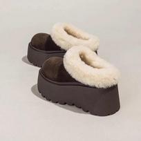 Fleece muffin with big head cotton shoes for women, winter thick-soled warm snow boots 38 black