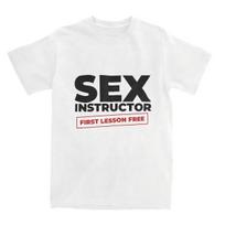 Sex Instructor First Lesson Free Funny Graphic T-Shirt S black