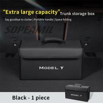 Car Carbon Fiber Leather Storage Box Large Capacity Foldable Stowing Tidying Bag Tesla Model 3 Model Y Model S Model X Roadster
