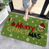 VIKAMA Christmas Festival Flannel Floor Mat For Kitchen, Oil And Water Absorbing Bathroom Vanity Door Rug Home Decoration 43X75CM gray